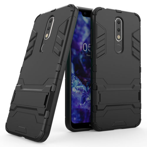 Slim Armour Tough Shockproof Case & Stand for Nokia 5.1 Plus - Black